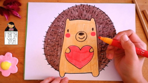 Няня Уля, 18 - Как нарисовать ЕЖА ежика поэтапно для детей | Рисуем животных | Няня Уля