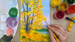 Вероника Жузлякова, 18 - Как нарисовать осень гуашью. Красивый осенний пейзаж