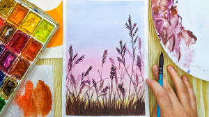 Вероника Жузлякова, 12 - Как нарисовать колосья пшеницы акварелью, передав глубину. Акварель для начинающих
